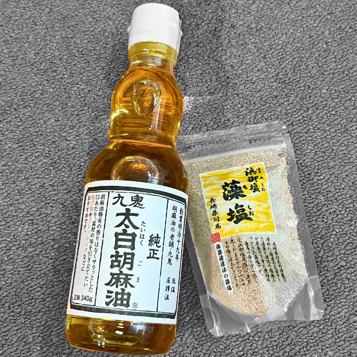 ミクロスブログ　九龍　太白胡麻油　藻塩　白胡麻油